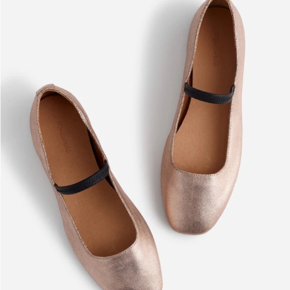 Madewell Women's The Greta Ballet Flat Metallic Leather Rose Gold Size 9.5